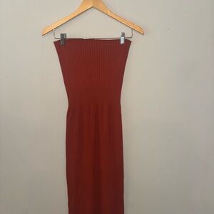 Eva Mendes (NY&Co) Strapless burnt Orange Dress